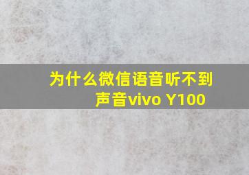 为什么微信语音听不到声音vivo Y100